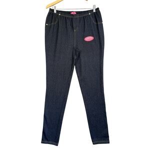 Mix & Co. Jegging Women's 1X Blue Faux Denim Knit Pull On Elastic Waist NEW